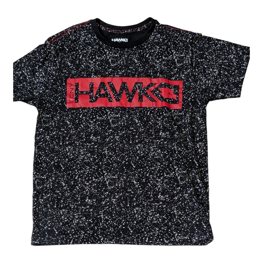 Tony Hawk Large T-Shirt Black Red Graphics Splat‎ Marks